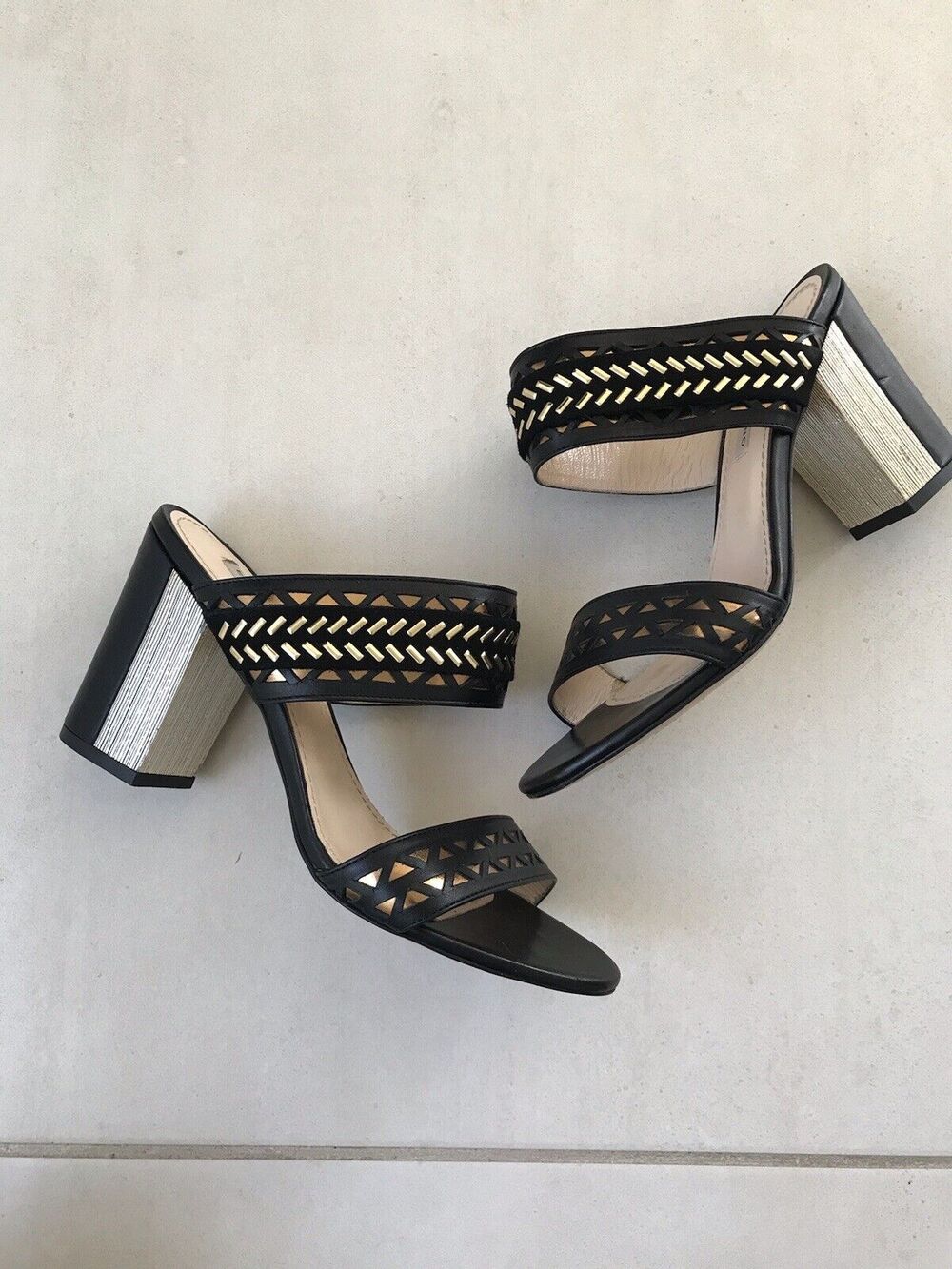 Enzo Di Martino Leather Suede Laser Cut Sandals